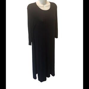 J Jill Long Line Slub Knit Dress/Top Sz Medium Black Split Sides 3/4 Lagenlook